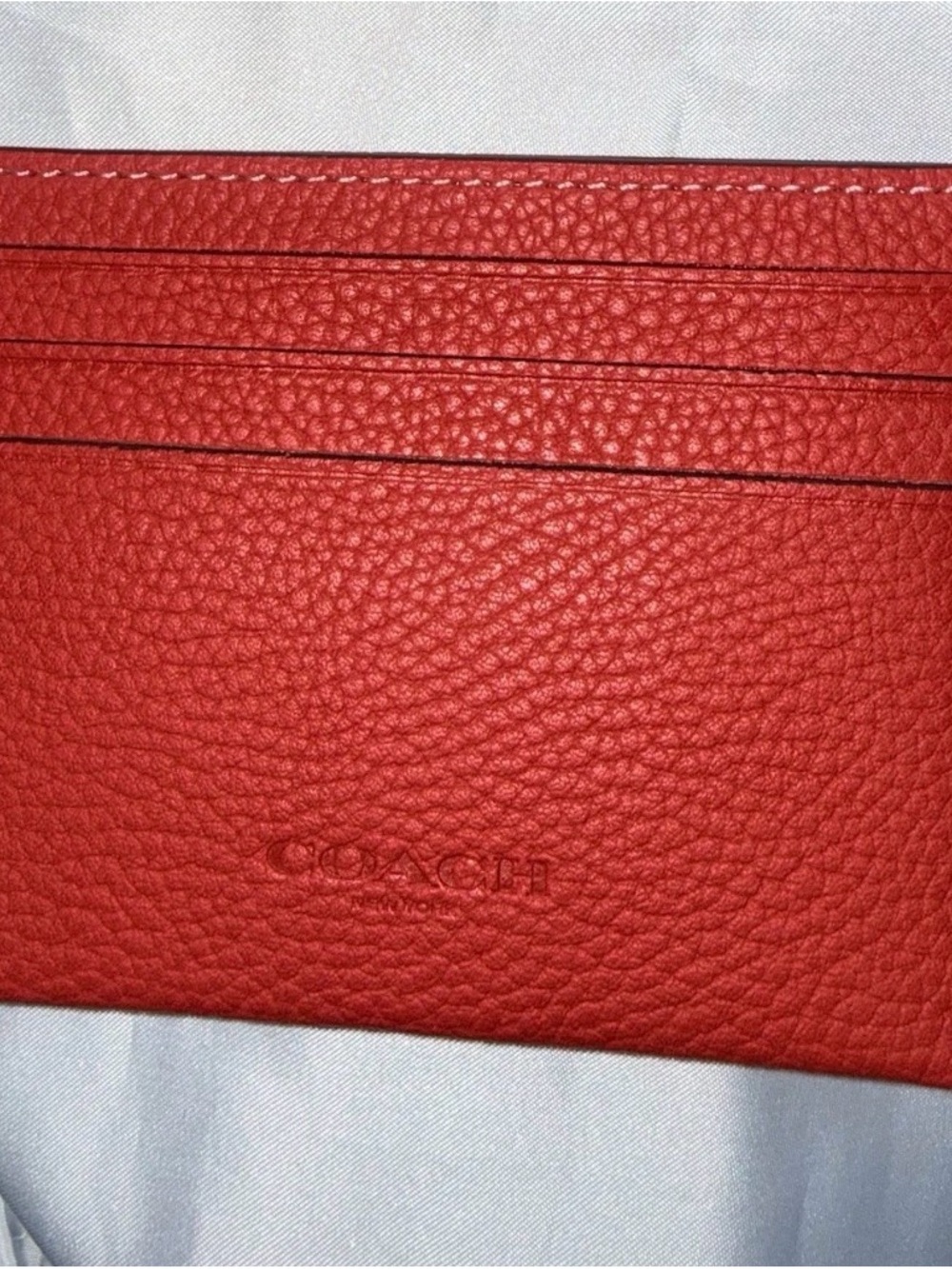 Coach Red Card Holder with Brown Interior - Picture 3 of 3